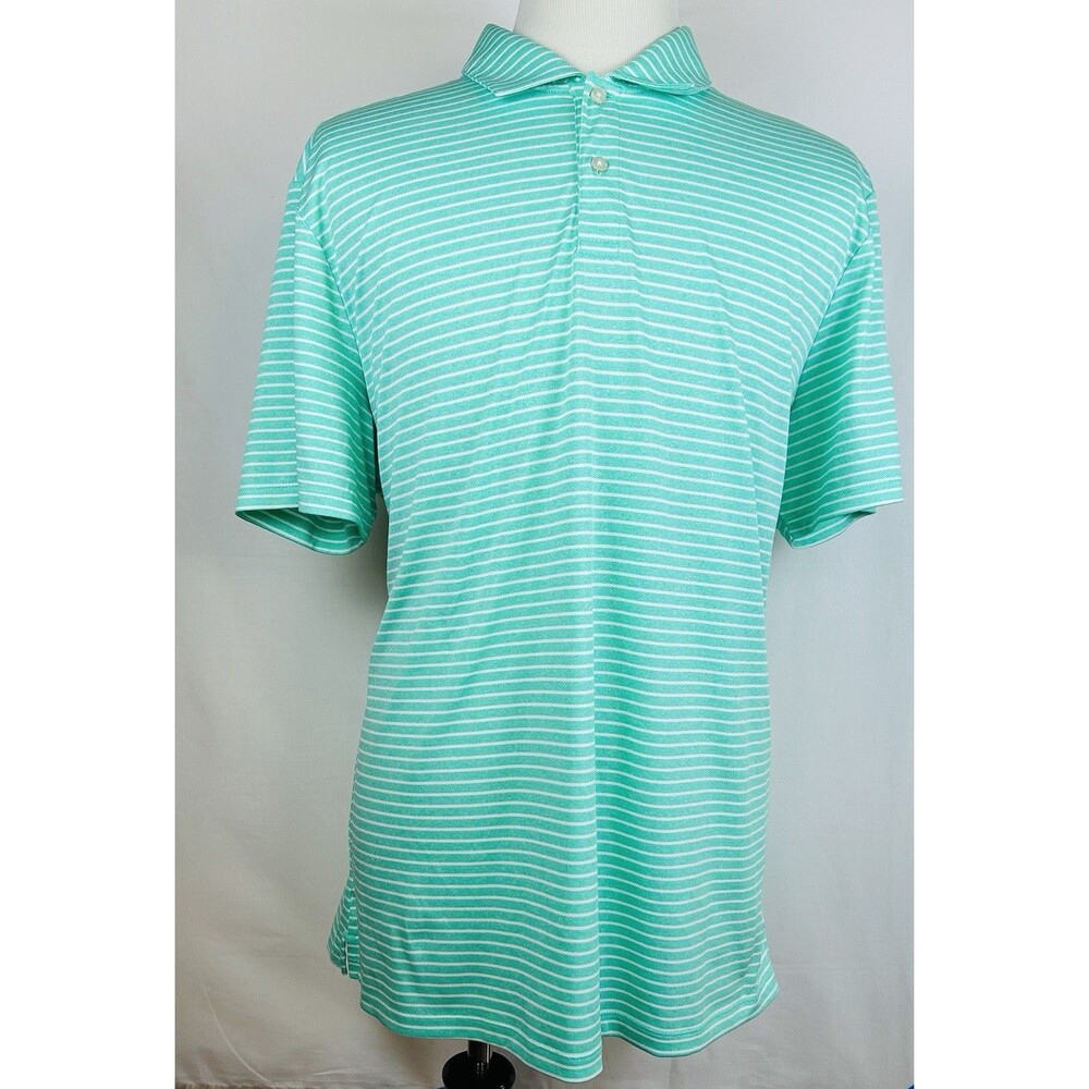 Fila Sport Men's Polo Shirt XXL Green White Striped Short Sleeve Golf Top Men